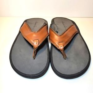 Kenneth Cole New York Men's Leather Flip Flop Brown Size 11m
